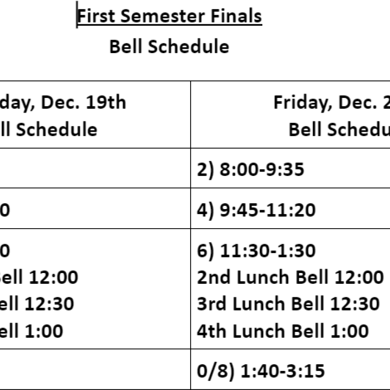 Finals Schedule